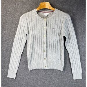 Tommy Hilfiger Cable Knit Button Front Cardigan Sweater Women Size S Office Prep